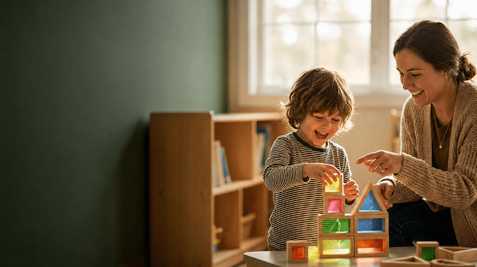 Pre-K STEM activity with teacher