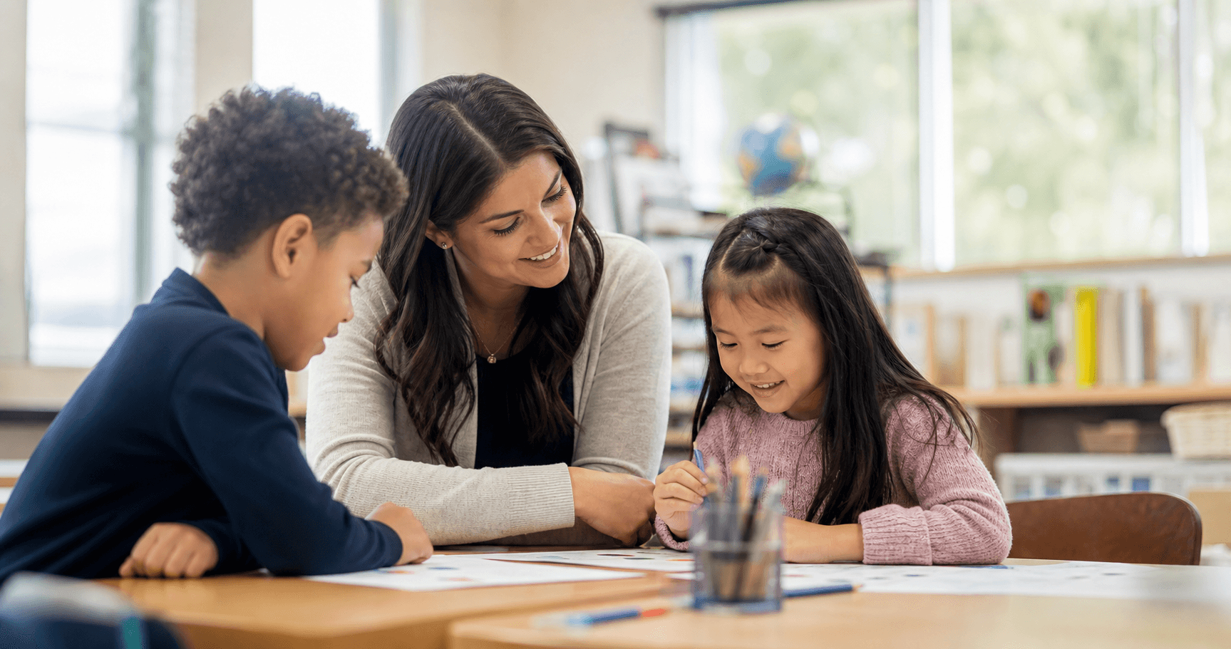 Students and educators participating in a structured school enrichment program
